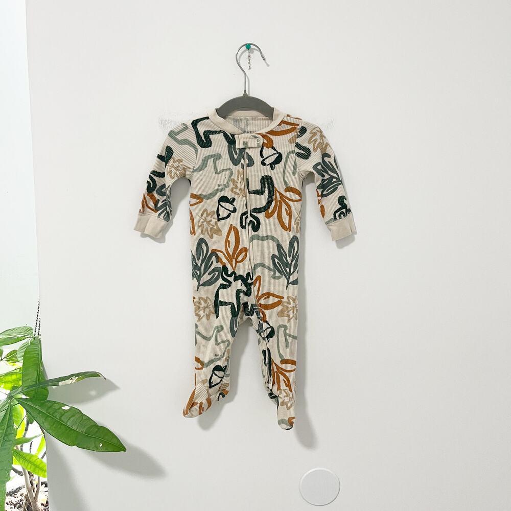 Carter's Baby Girl's Woodsy Print Waffle Knit Pajama Onesie Size 6 Months
